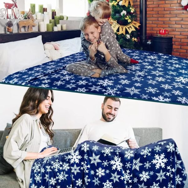Christmas Throw Blanket,Flannel Snowflake Gingerbread 2024 Xmas Fleece Blanket,Winter Warm Soft Plush Blanket For Couch Sofa Bed - Image 5