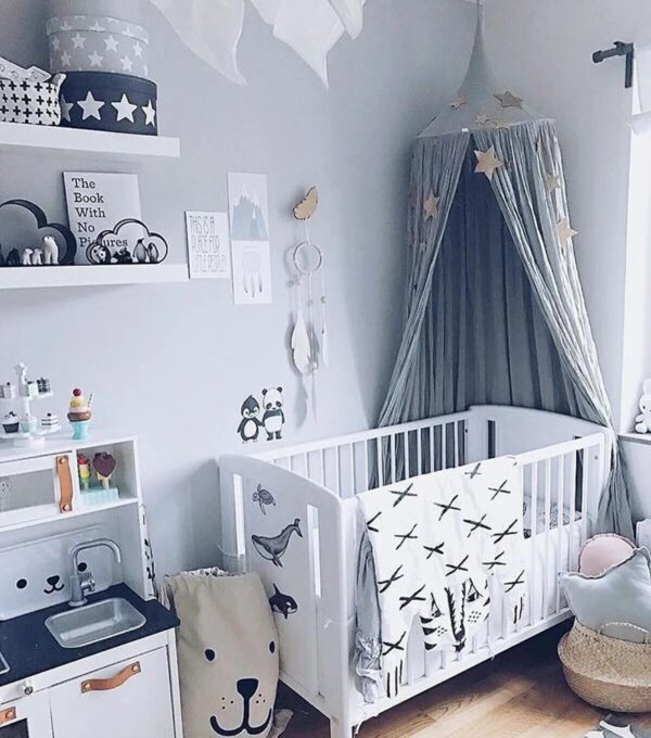 Cotton Certificated Fabric Kids Baldachin Handmade Bed Curtain Netting Cute Hanging Canopy for Nursery Room Deco - Image 3