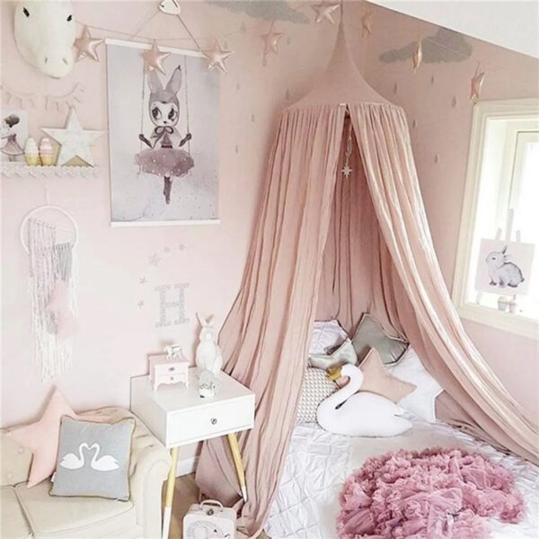 Cotton Certificated Fabric Kids Baldachin Handmade Bed Curtain Netting Cute Hanging Canopy for Nursery Room Deco - Image 4