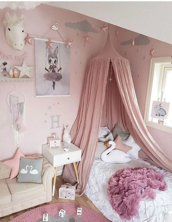Cotton Certificated Fabric Kids Baldachin Handmade Bed Curtain Netting Cute Hanging Canopy for Nursery Room Deco - Image 6