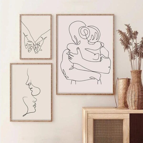 Couple Love Abstract One Line Drawing Canvas Painting Posters and Prints Modern Minimalist Wall Art Pictures Wedding Home Decor - Image 2