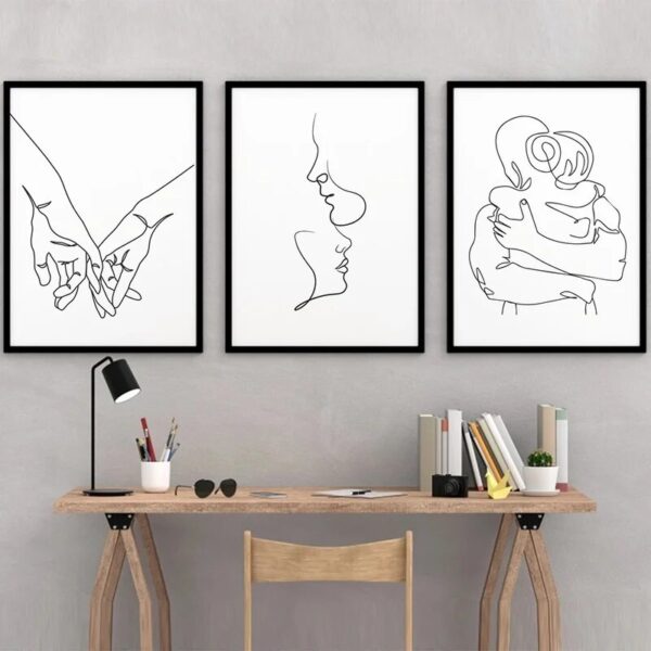 Couple Love Abstract One Line Drawing Canvas Painting Posters and Prints Modern Minimalist Wall Art Pictures Wedding Home Decor - Image 3