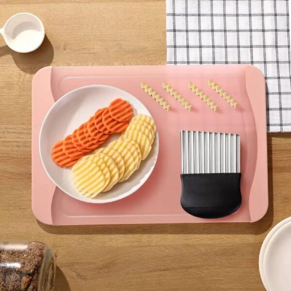 Crinkle Cutter Blade Waffle Fry Cutter Stainless Steel Vegetable Potato Wavy Chopper Knife French Fry Slicer for Carrot Onion - Image 3