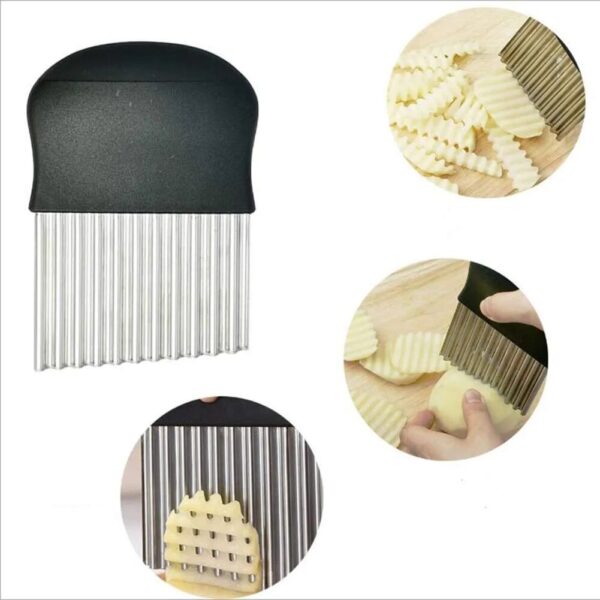Crinkle Cutter Blade Waffle Fry Cutter Stainless Steel Vegetable Potato Wavy Chopper Knife French Fry Slicer for Carrot Onion - Image 5
