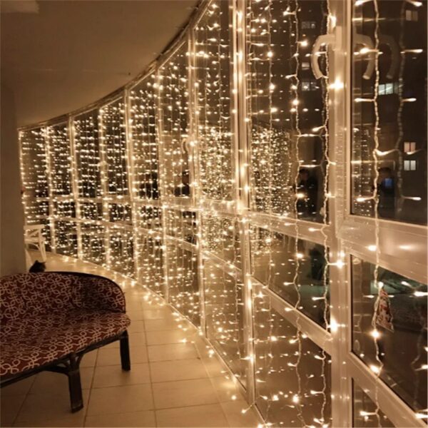 Curtain 3*2.5M 240LED String Light Fairy Icicle Outdoor Garland LED Light For Window Wedding Home Xmas Decoration Lighting - Image 3