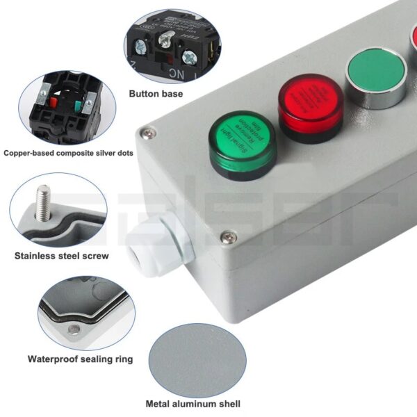 DIY Metal Push Button Control Box Explosion-proof Junction Waterproof Boxed Emergency Start Reset Electric - Image 3