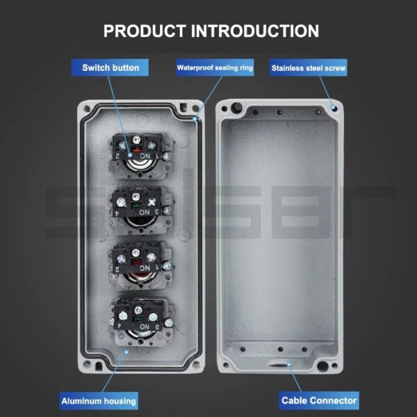 DIY Metal Push Button Control Box Explosion-proof Junction Waterproof Boxed Emergency Start Reset Electric - Image 4