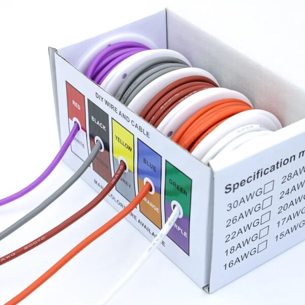 DIY high quality flexible silicone wire and cable 5 colors in a box mixed wire tinned pure copper wire - Image 4