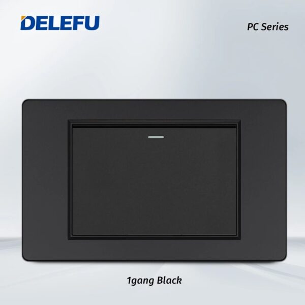 Delefu 1/2/3gang1way 2way Black PC Panel Brazil USA Italy Mexico 250V 16A Standard 118*74mm light Wall Switch On Off Push Button - Image 6
