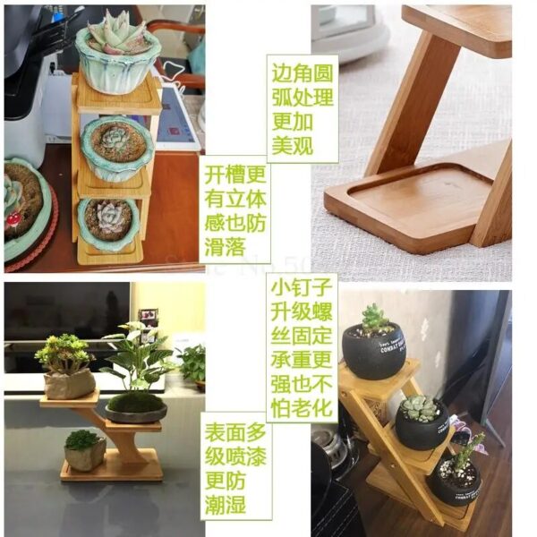 Desktop multi-layer flower stand green radish meat wood floating window balcony living room office mini flower pot shelf - Image 2