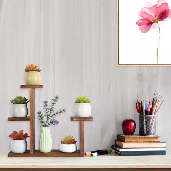 Desktop multi-layer flower stand green radish meat wood floating window balcony living room office mini flower pot shelf - Image 6