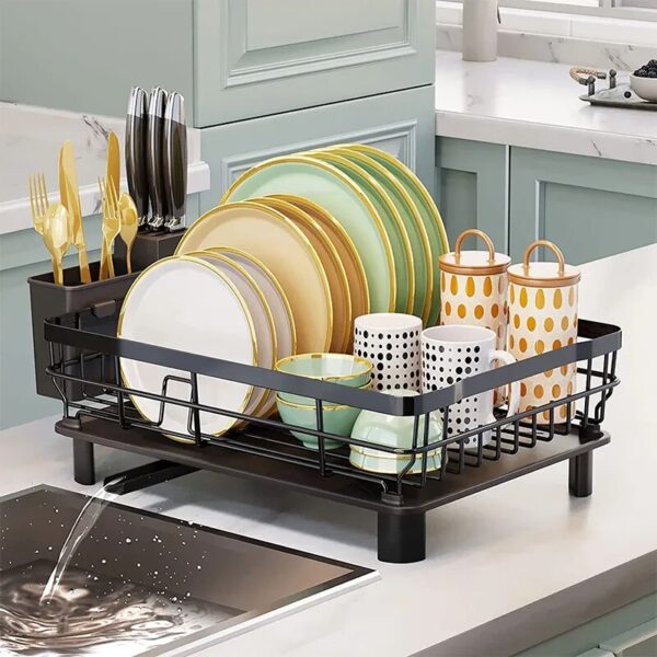 Dish Drying Rack with Drainboard dish storage racks with Removable Utensil Holder and Knife Slots dish drainer for kitchen sink - Image 5