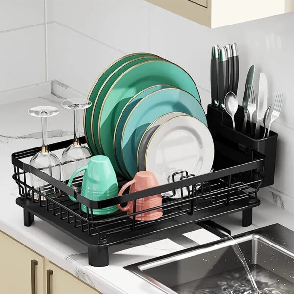 Dish Drying Rack with Drainboard dish storage racks with Removable Utensil Holder and Knife Slots dish drainer for kitchen sink - Image 6