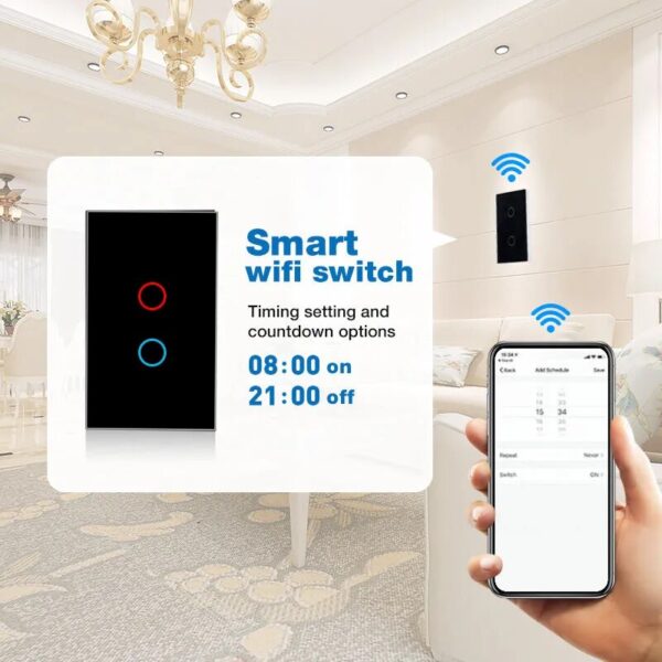EWelink App Wifi smart switch Bluetooth RF Alexa Google voice control Neutral wire/No neutral wire Install Touch light switch - Image 3