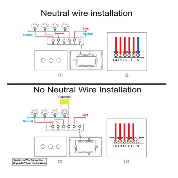 EWelink App Wifi smart switch Bluetooth RF Alexa Google voice control Neutral wire/No neutral wire Install Touch light switch - Image 5