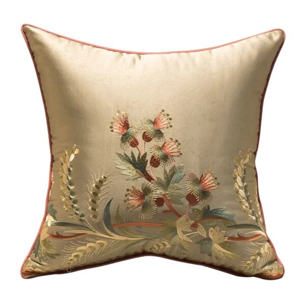 Embroidered Flowers Cushion Cover New Chinese Style Plant Waist Pillow Cases High-grade Solid Pillowcase Sofa Car Decor - Image 5