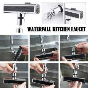 Faucet Waterfall Spout With Hand Sprayer Basin kitchen Stream Lift Wash Mixer Sink Faucet Hot Down Cold Sprayer Tap Water U Z0M2