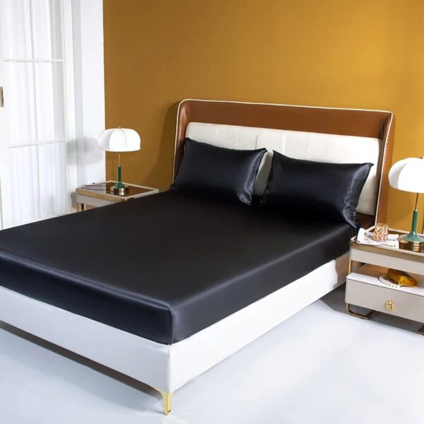 Fitted Sheet Set Solid Color Bed Sheet Set Single Double King Size Flat Sheet Set Luxury Rayon Summer Bedding Sheet Set - Image 2