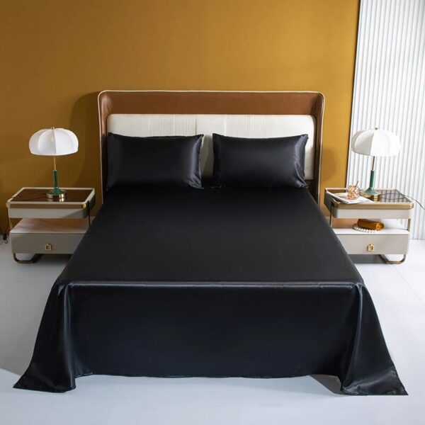 Fitted Sheet Set Solid Color Bed Sheet Set Single Double King Size Flat Sheet Set Luxury Rayon Summer Bedding Sheet Set - Image 3