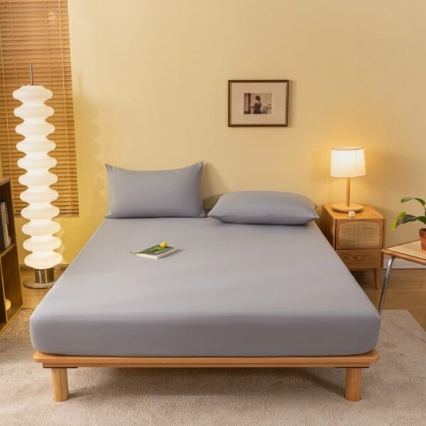 Fitted Sheet Solid Color Mattress Cover With Elastic Band Bed Sheet Single Double Queen Size Bedsheet High Quality Fit Sheet - Image 2