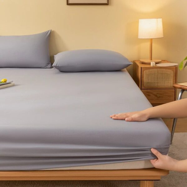 Fitted Sheet Solid Color Mattress Cover With Elastic Band Bed Sheet Single Double Queen Size Bedsheet High Quality Fit Sheet - Image 3