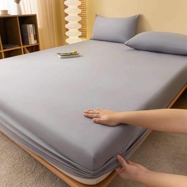 Fitted Sheet Solid Color Mattress Cover With Elastic Band Bed Sheet Single Double Queen Size Bedsheet High Quality Fit Sheet - Image 4