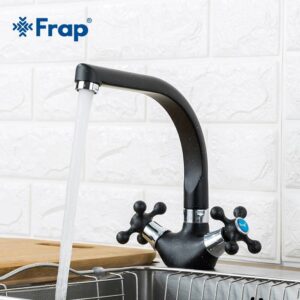 Frap Spray Painting Kitchen Faucet Sink Cold And Hot Water Mixer Tap Double Handle 360 Rotation Tapware Torneira Cozinha F5408