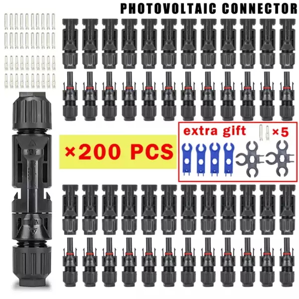 Free Shipping 600/400/200/100/10 Pcs Solar PV Connector Plug 1000V 30A Connectors Kit for Photovoltaic PV/MC Cable 2.5/4/6mm²