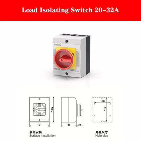 Free Shipping Kripal IP65 Disconnector Switches 40a Isolator Switch 220v High-quality Electrical Manual Switch Control - Image 3