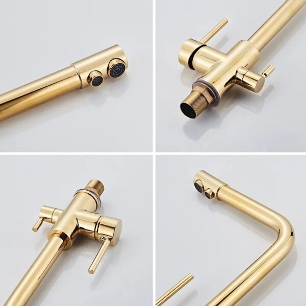 Gold Kitchen Faucets With Filtered Water Deck Mounted Drinking Water Mixer Tap Brass Gold Kitchen Faucet Filter - Image 4