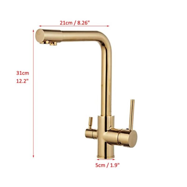 Gold Kitchen Faucets With Filtered Water Deck Mounted Drinking Water Mixer Tap Brass Gold Kitchen Faucet Filter - Image 5