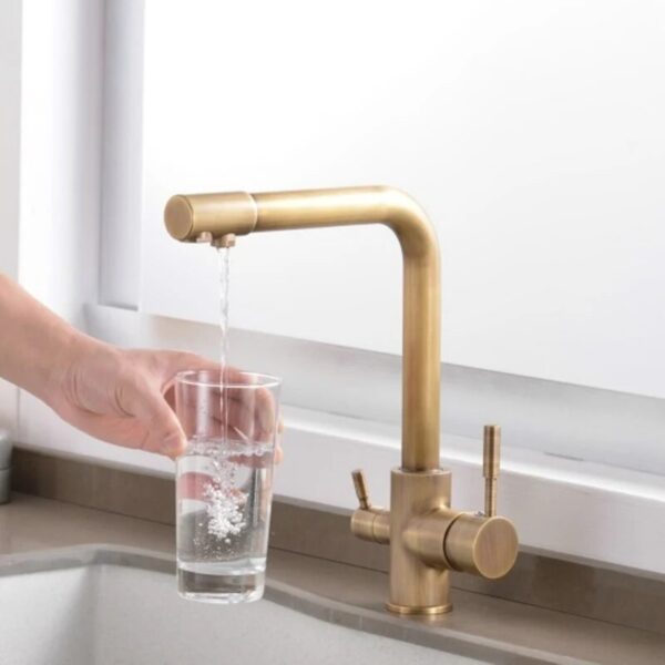 Gold Kitchen Faucets With Filtered Water Deck Mounted Drinking Water Mixer Tap Brass Gold Kitchen Faucet Filter - Image 6