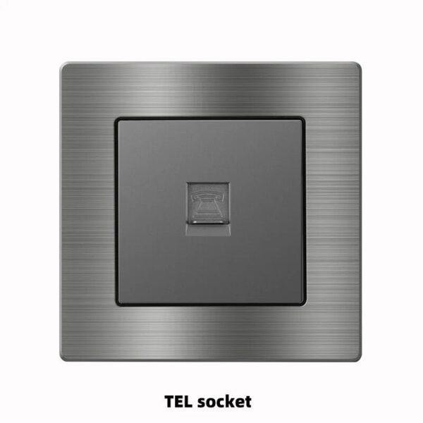 Grey Metal Aluminum Alloy TV Computer CAT6 TEL Fiber Cooker Unit Shaver Wall Socket UK British Standard - Image 2