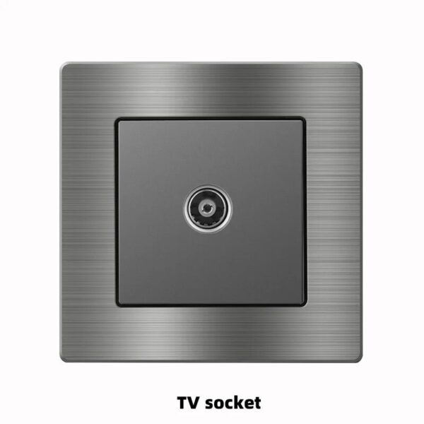 Grey Metal Aluminum Alloy TV Computer CAT6 TEL Fiber Cooker Unit Shaver Wall Socket UK British Standard - Image 3