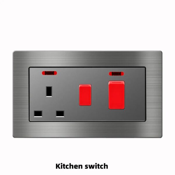 Grey Metal Aluminum Alloy TV Computer CAT6 TEL Fiber Cooker Unit Shaver Wall Socket UK British Standard - Image 4