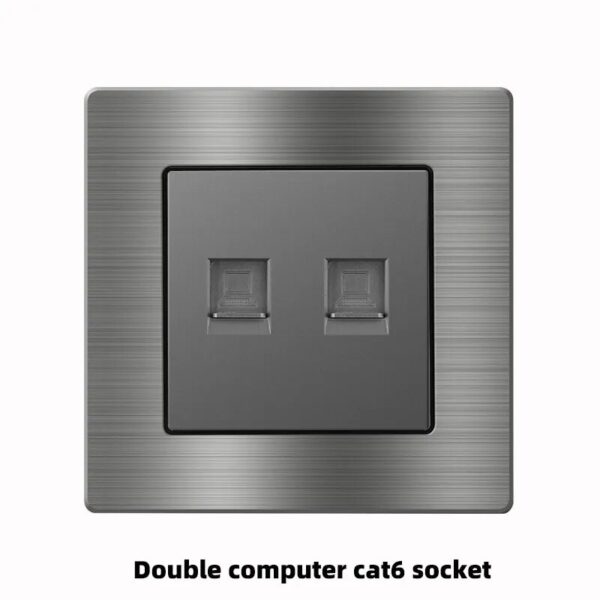 Grey Metal Aluminum Alloy TV Computer CAT6 TEL Fiber Cooker Unit Shaver Wall Socket UK British Standard - Image 6
