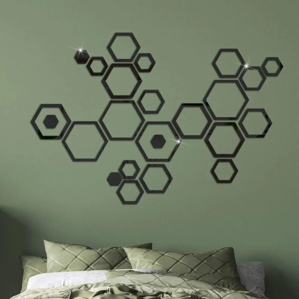 Hexagon 3D Mirror Wall stickers Living room Bedroom Creative Self adhesive decoration Honey comb Waterproof Stickers Home decor - Image 3