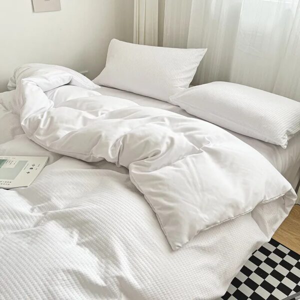 High Quality Bedding Set Skin Friendly Fabric Quilt Cover Set Single Double King Size Solid Color Duvet Cover Set - Image 3