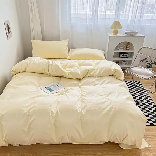 High Quality Bedding Set Skin Friendly Fabric Quilt Cover Set Single Double King Size Solid Color Duvet Cover Set