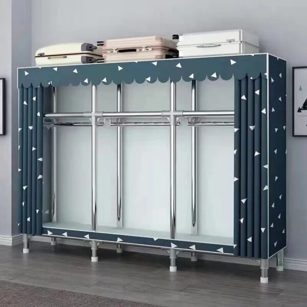 Home Rental Room Bedroom Assembly Hanging Clothes Storage Finishing Steel Frame Bold Simple Oxford Cloth Wardrobe