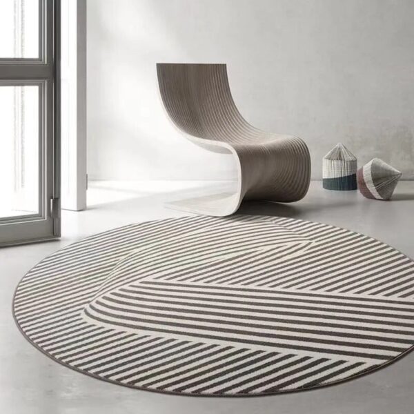 Home Thicken Non-slip Mat Modern Minimalist Carpets for Living Room Fluffy Soft Bedroom Decor Stripe Carpet Large Area Round Rug - Image 3