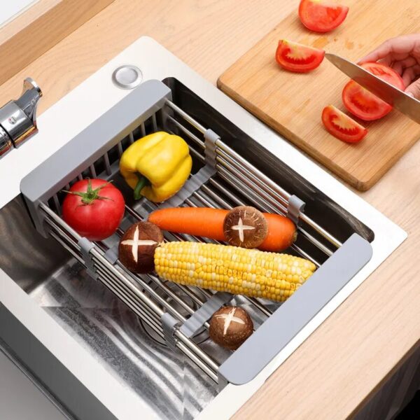 Kitchen Dish Drying Rack Over Sink Dish Rack Drainer Dish Drainer Rack Organizer Stainless Steel Sink Organizer Drain Basket - Image 2