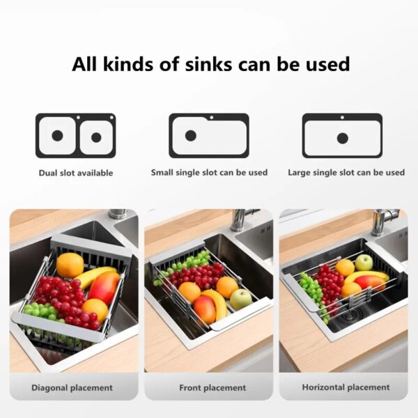 Kitchen Dish Drying Rack Over Sink Dish Rack Drainer Dish Drainer Rack Organizer Stainless Steel Sink Organizer Drain Basket - Image 6
