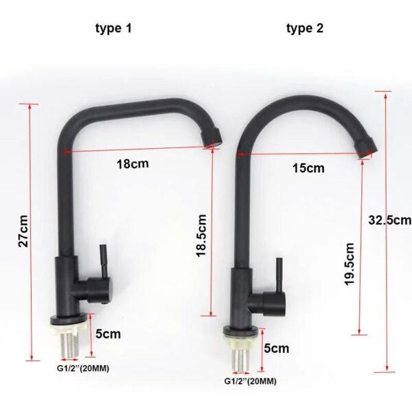 Kitchen Faucet G1/2 9/16 Hose Water Purifier Single Cold Stainless Steel water Taps Rotation Deck Mount Handle Sink K5 - Image 4