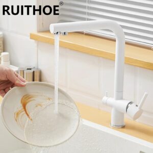 Kitchen Faucet Modern for Sink Single Handle 2-Mode Outlet Lead-free Brass Swivel Spout 3-in-1