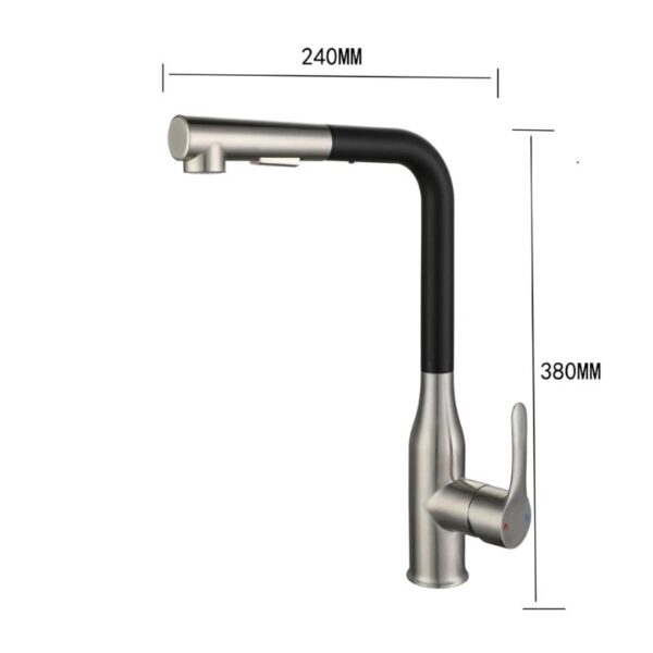 Kitchen Mixer Sink Faucet Stainless Steel Material Black / Grey Color Cold & Hot Water Pull Out Hosing Single Handle - Image 2