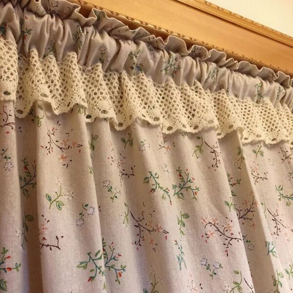 Korean Pastoral Style Linen Floral Short Curtains for Kitchen Linen Lace Half Curtain for Roman Window Door #A031 - Image 4