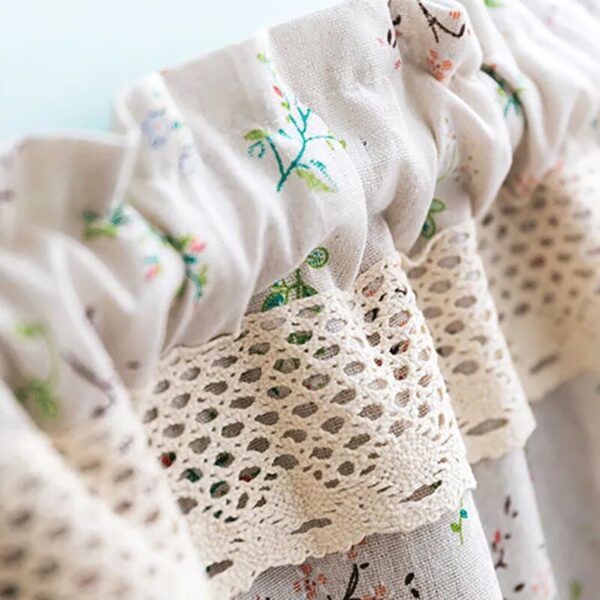 Korean Pastoral Style Linen Floral Short Curtains for Kitchen Linen Lace Half Curtain for Roman Window Door #A031 - Image 5