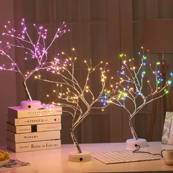LED Night Light Mini Christmas Tree Copper Wire Garland Lamp For Kids Home Bedroom Decoration Decor Fairy Light Holiday lighting - Image 3