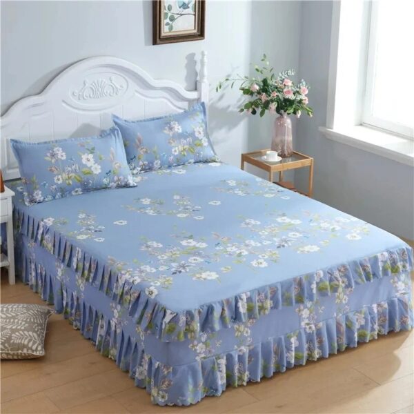 Lace Trim Trilateral Heightening Bed Skirt Pillowcase Three-piece Set Anti-slip Mattress Cover Soft Comfortable Cotton Double - Image 6